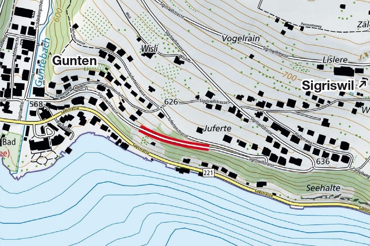 Sanierung Stützmauer Bellevue Gunten-Sigriswil, Copyright Tiefbauamt des Kantons Bern