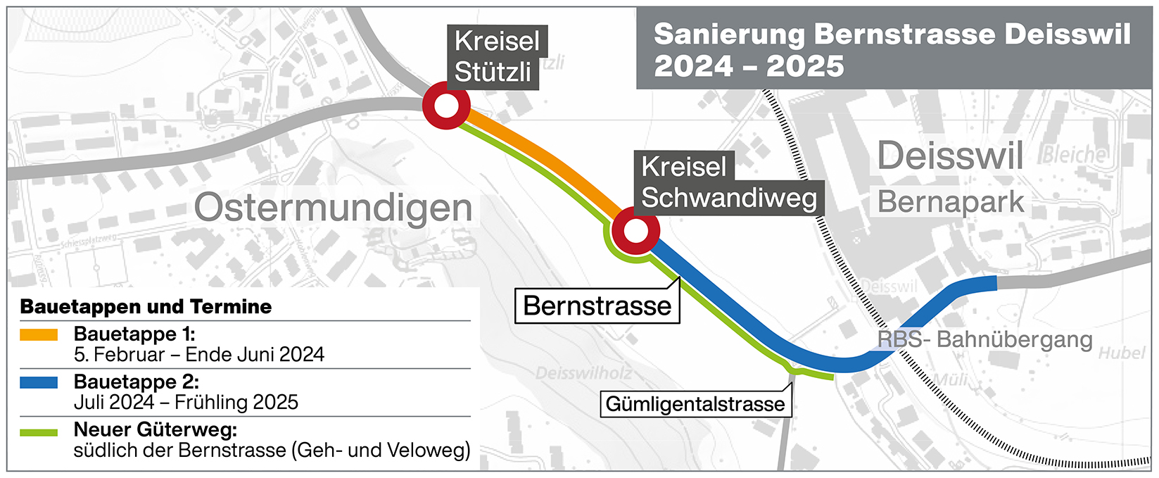 Sanierung Bernstrasse Deisswil, Copyright Tiefbauamt des Kantons Bern