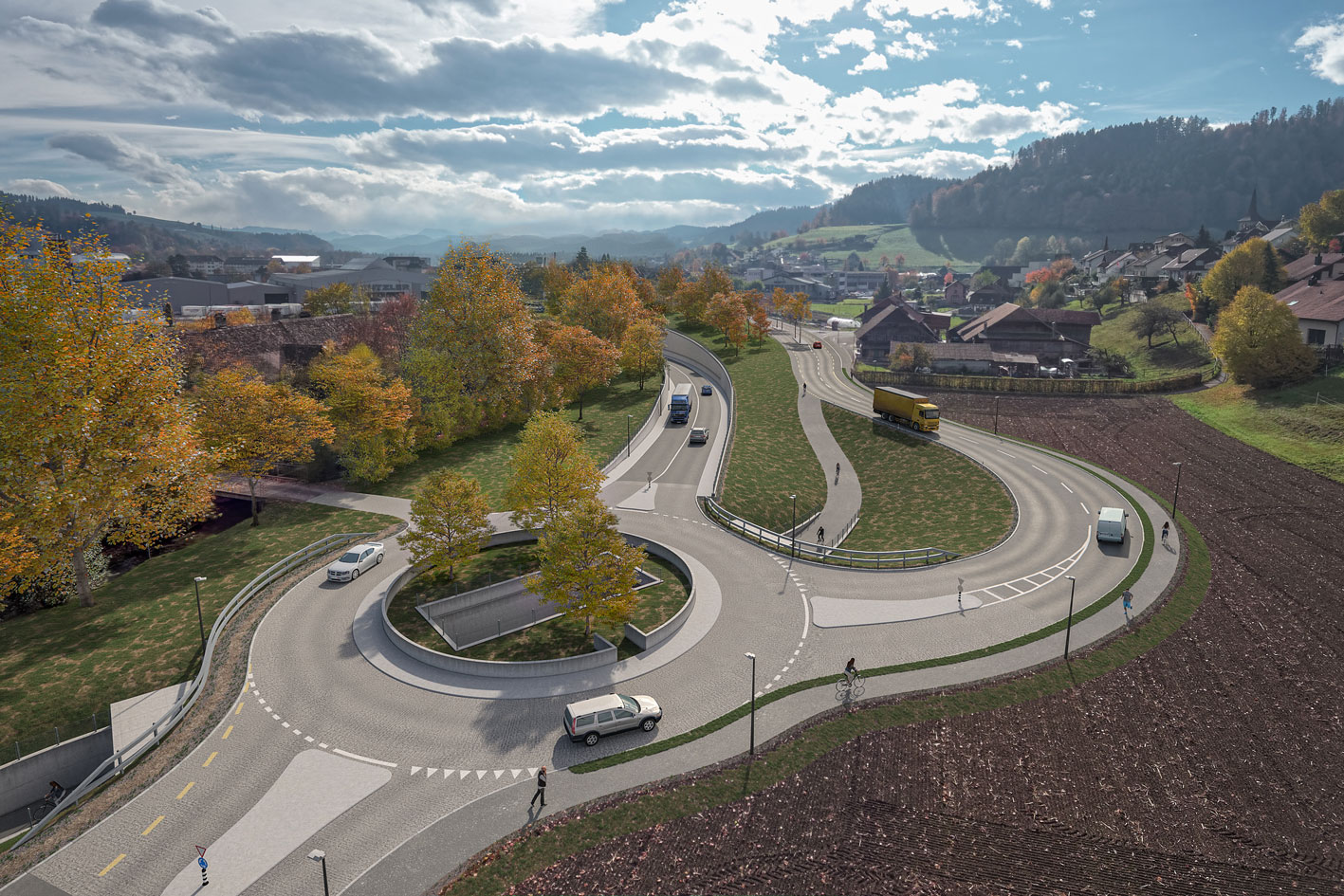 Verkehrssanierung Burgdorf - Oberburg - Hasle «Emmentalwärts», Copyright Tiefbauamt des Kantons Bern